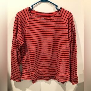 L.L. Bean Red and Navy Striped Top